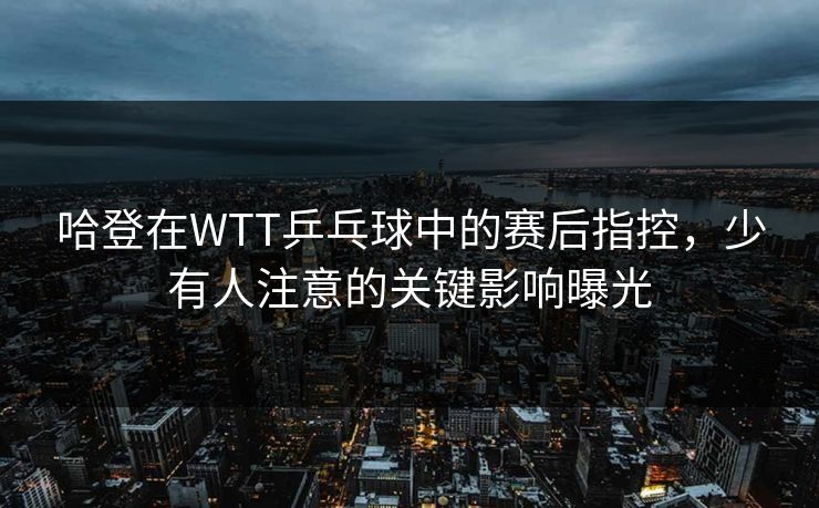 哈登在WTT乒乓球中的赛后指控，少有人注意的关键影响曝光